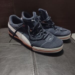 Puma Men's Black and White Sneakers with Orange Accents